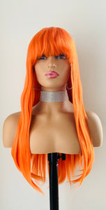 Clearance “Brandi” - 24” Long Straight Synthetic Wig w Bangs for Cosplay/Gaming/Events