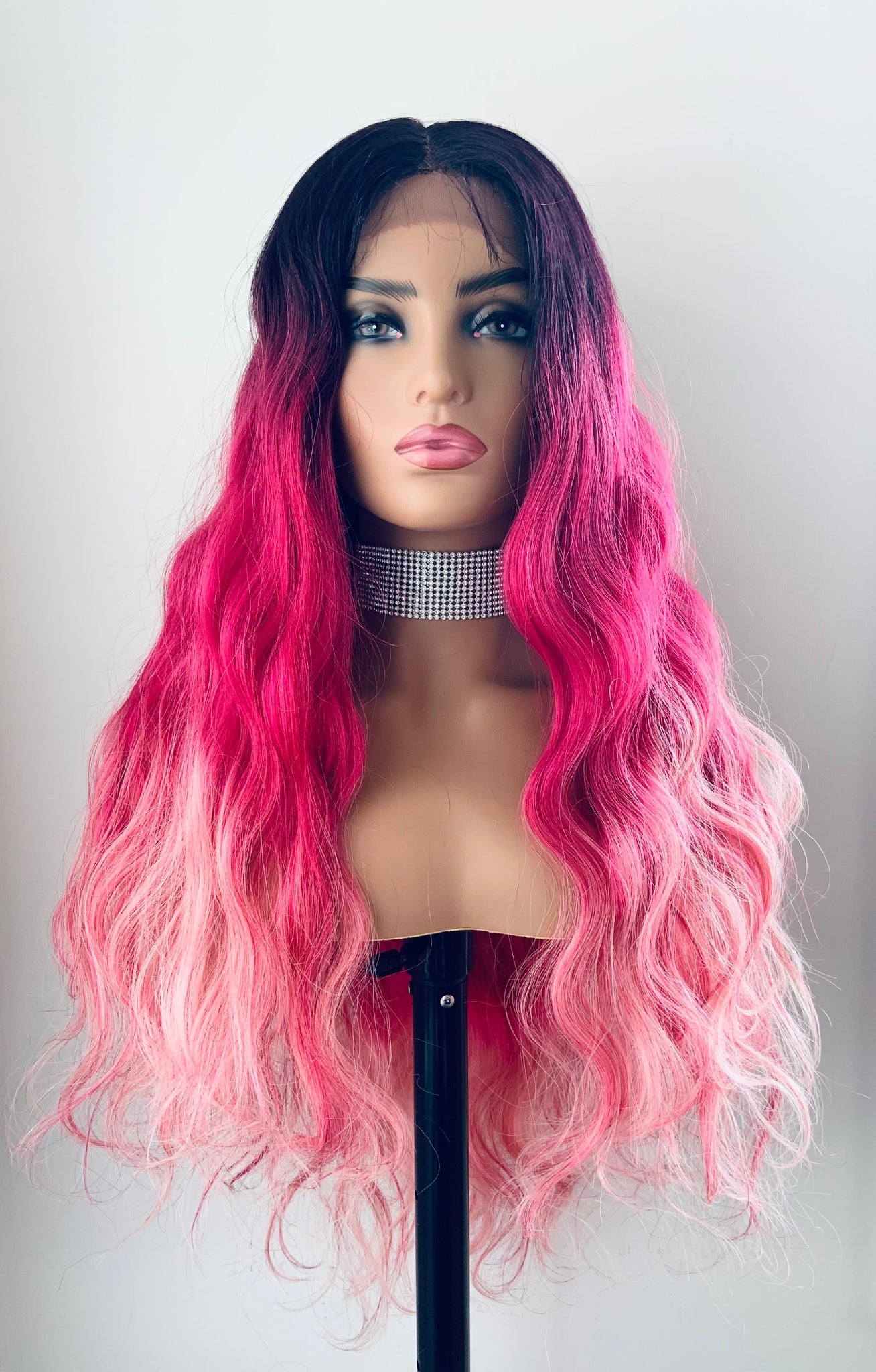 Becky” - 28” Ombre Pink or Ombre Auburn Lace Front Synthetic Wigs