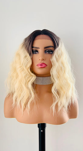 “Gabby” - Clearance- 16” Wavy Ombre Blonde Synthetic Lace Front Wig