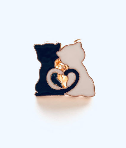 “Togetherness” - Black & White Cat Enamel Pin Brooch