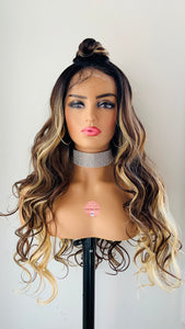 “Sydney” - Long Ombre Brown & Blonde Premium Fiber 13x4 Lace Front Canada Wig for Daily Wear/Events/Drag 👠