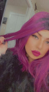 “Maggie” - 12” Asymetrical Magenta 13x2.5 Lace Front Synthetic Wig