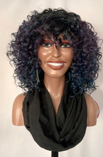 Naturali Star “Jamai”- Curly Black/Blue/Purple Synthetic Wig by Zury Sis