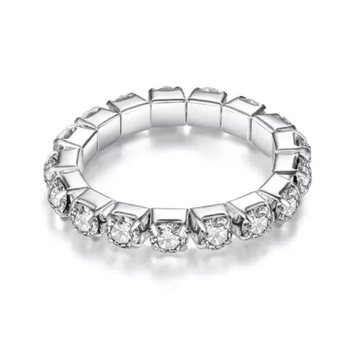 “Ringaling” 1 Row Crystal Rhinestone Expandable Ring for Daily Wear/Fitness Shows/Events