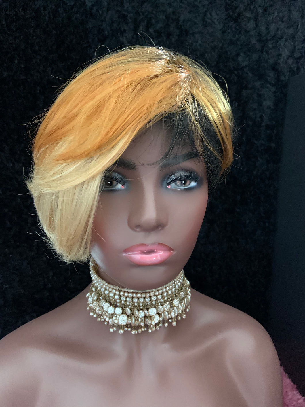 “Flora” - Short Auburn Mix “Put On & Go” Synthetic Wig with Bangs for Daily Wear & Events