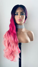 Load image into Gallery viewer, “Becky” - 28” Ombre Pink or Ombre Auburn Premium Fiber Lace Front Wigs / Canada Wigs