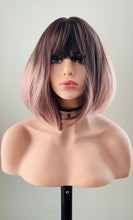 Load image into Gallery viewer, “Annabelle” - “Put On &amp; Go” Ombré Plum Synthetic Wig with Bangs for Daily Wear/Events/Cosplay