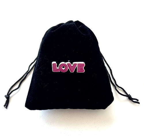 “Love” - Pink Text Enamel Pin/Brooch