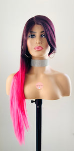 "Nicole" - 30" Long Straight Lace Front Synthetic Colorful Wig