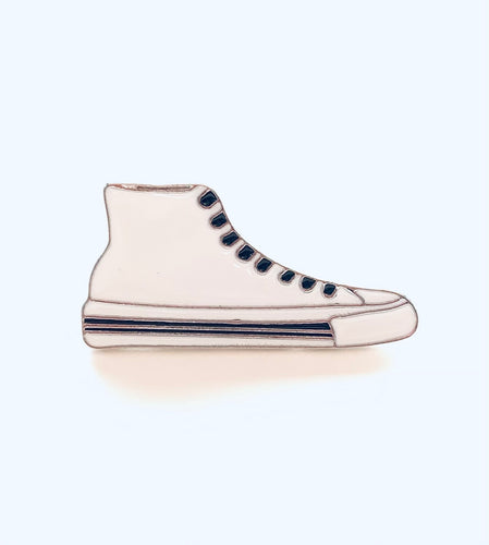“Sneaky” - White High Top Sneaker Enamel Pin Brooch