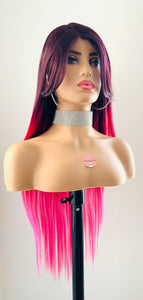 "Nicole" - 30" Long Straight Lace Front Synthetic Colorful Wig