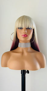 “Gabrielle” - Clearance - 18” Ombre Colored Straight Synthetic Wig with Bangs