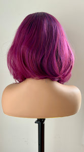 “Maggie” - 12” Asymetrical Magenta 13x2.5 Lace Front Synthetic Wig