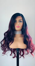 Load image into Gallery viewer, “Madison” - 28” Long Wavy Black Burgundy Premium Fiber Lace Front Canada Wig for Daily Wear or Events