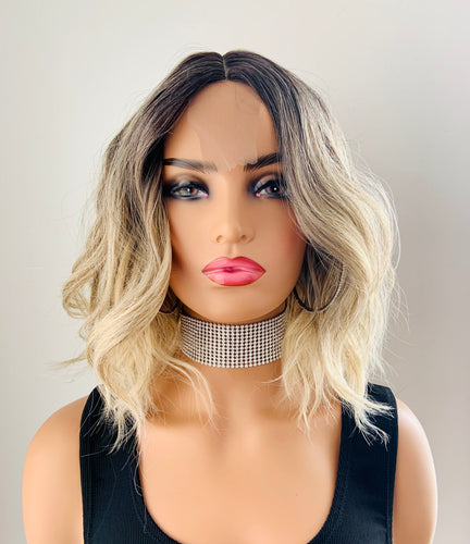 “Aspen” - Short 12” Ash Blonde 2x4 Lace Front Synthetic Wig
