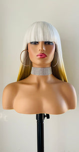 “Gabrielle” - Clearance - 18” Ombre Colored Straight Synthetic Wig with Bangs