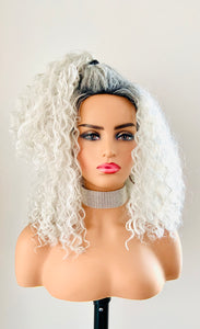 "Graycee" - “Put On & Go” Ombre Pearl Grey Premium Synthetic 16” Curly Wig