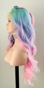 “Arielle” - 28” Pastel Unicorn  Color 13x4 Lace Front 360 Premium Fiber Wig for Cosplay/Drag…