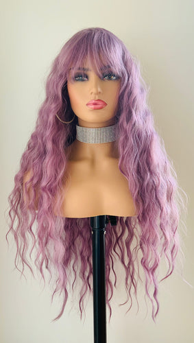 “Kira” - 28” Long Wavy Synthetic Wig with Bangs