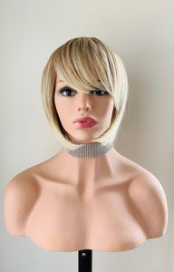 “Courtney” - Cute & Classic Short Blonde Synthetic Wig with Bangs for Daily Wear or Events