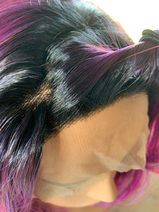 “Maggie” - 12” Asymetrical Magenta 13x2.5 Lace Front Synthetic Wig