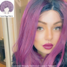 Load image into Gallery viewer, “Maggie” - 12” Asymetrical Magenta 13x2.5 Lace Front Synthetic Wig