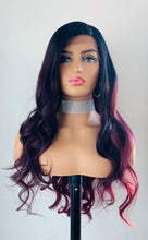 Load image into Gallery viewer, “Madison” - 28” Long Wavy Black Burgundy Premium Fiber Lace Front Canada Wig for Daily Wear or Events