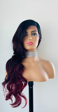 Load image into Gallery viewer, “Madison” - 28” Long Wavy Black Burgundy Premium Fiber Lace Front Canada Wig for Daily Wear or Events