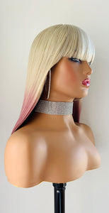 “Gabrielle” - Clearance - 18” Ombre Colored Straight Synthetic Wig with Bangs