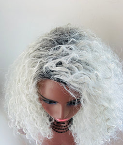 "Graycee" - “Put On & Go” Ombre Pearl Grey Premium Synthetic 16” Curly Wig