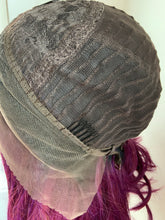 Load image into Gallery viewer, “Maggie” - 12” Asymetrical Magenta 13x2.5 Lace Front Synthetic Wig