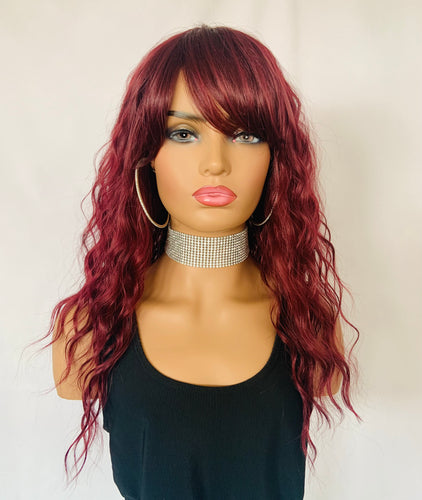 Promo 🎃 “Betsey”- 20” Premium Fiber “Put On & Go” Loose Wave Wig with Bangs in Several Colors