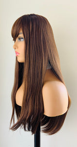 Clearance “Brandi” - 24” Long Straight Synthetic Wig w Bangs for Cosplay/Gaming/Events