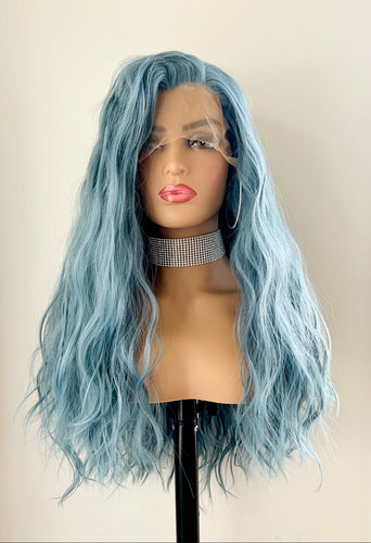“Bridgette”-24” Dusty Blue/Green/Berry 13x2.5 Lace Front Synthetic Wigs