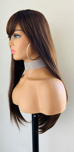 Clearance “Brandi” - 24” Long Straight Synthetic Wig w Bangs for Cosplay/Gaming/Events