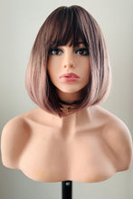 Load image into Gallery viewer, “Annabelle” - “Put On &amp; Go” Ombré Plum Synthetic Wig with Bangs for Daily Wear/Events/Cosplay