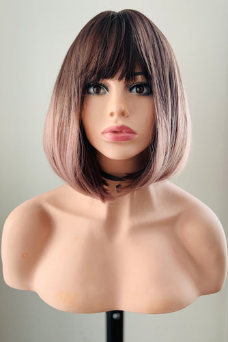 “Annabelle” - “Put On & Go” Ombré Plum Synthetic Wig with Bangs for Daily Wear/Events/Cosplay