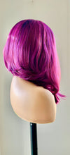 Load image into Gallery viewer, “Maggie” - 12” Asymetrical Magenta 13x2.5 Lace Front Synthetic Wig