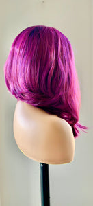 “Maggie” - 12” Asymetrical Magenta 13x2.5 Lace Front Synthetic Wig