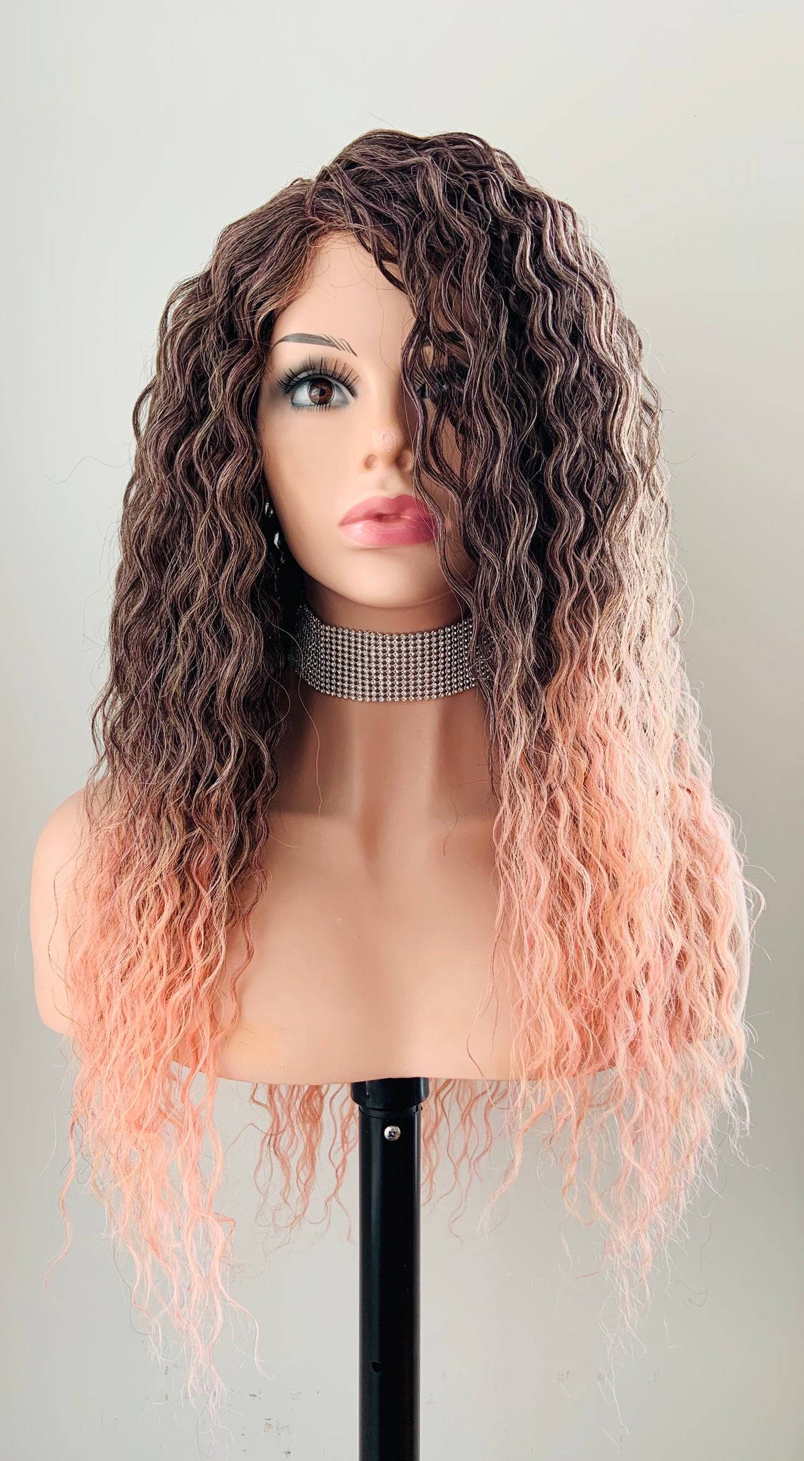 Rosa 26 Long Wavy Ombr Rose Gold Synthetic Wig Gettin Wiggy