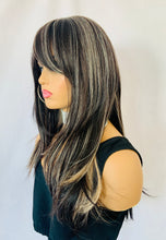 Load image into Gallery viewer, “Nena” - “Put On &amp; Go” Salt &amp; Pepper Color Premium Synthetic Fiber Wig with Bangs for Daily Wear/Events…