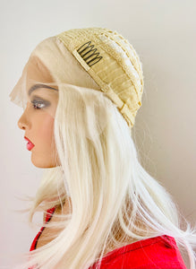 “Doris” - 16” White Blonde 13x3 Lace Front Premium Synthetic Wig