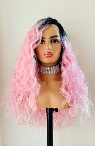 “Bubblicious” - 26” Ombre Bubblegum Pink 13x2.5 Lace Front Premium Fiber Canada Wig for Events/Cosplay/Drag💄