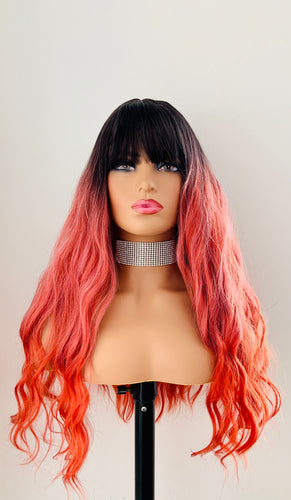 “Coco” - 20”-24” Long Wavy Synthetic Wig with Bangs