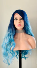 Load image into Gallery viewer, “Brooke” - 28” Long Blue Loose Curl Premium Fiber Lace Front Wig for Gaming/Drag/Cosplay