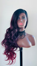 Load image into Gallery viewer, “Madison” - 28” Long Wavy Black Burgundy Premium Fiber Lace Front Canada Wig for Daily Wear or Events