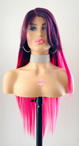 "Nicole" - 30" Long Straight Lace Front Synthetic Colorful Wig