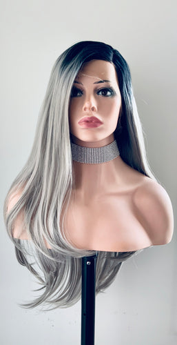 “Grace” - Long 24” Ombre Grey Premium Fiber 13x3 Lace Front Wig for Daily Wear/Events/Drag💄