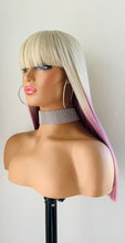 Load image into Gallery viewer, “Gabrielle” - Clearance - 18” Ombre Colored Straight Synthetic Wig with Bangs