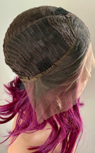 Load image into Gallery viewer, “Maggie” - 12” Asymetrical Magenta 13x2.5 Lace Front Synthetic Wig